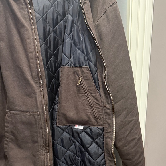 Carhartt Men’s Quilted Lined Hooded Jacket XL, Brown, Loose Fit, Workwear Coat - Picture 6 of 9